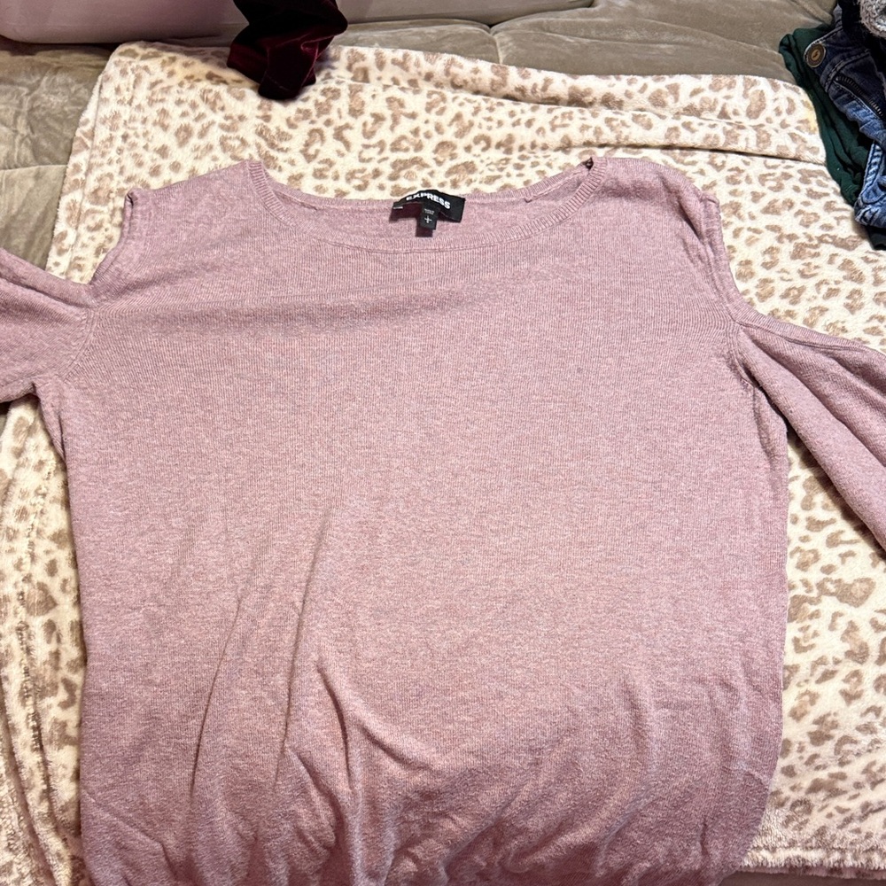 Pink Cold Shoulder Sweater